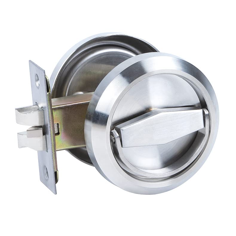WANLIAN Round Pocket Door Lock,Passage Door Handle Lock Knobs Lockset-No Keys,Privacy Door Latch Lock,Stainless Steel 304 Storeroom Locks,Bed Room,Kitchen,Bathroom,Laundry Room Doors Privacy Lock - Image 1